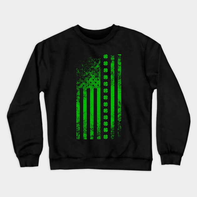 St. Patrick's Day Irish American Flag Clover Crewneck Sweatshirt by nakos